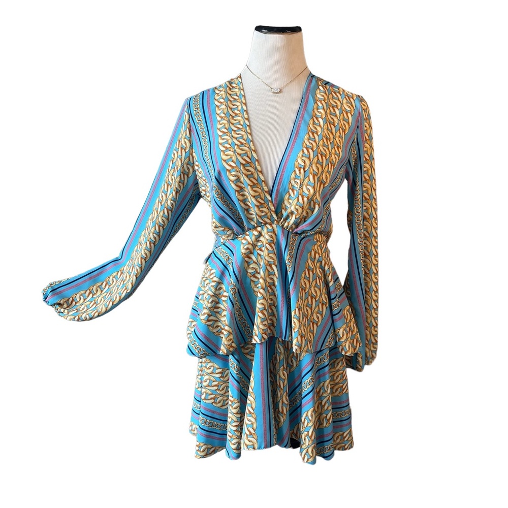 NWOT JOHN ZACK PETITE DRESS, LONG SLEEVE, PLUNGE V-NECK, ZIPPER BACK